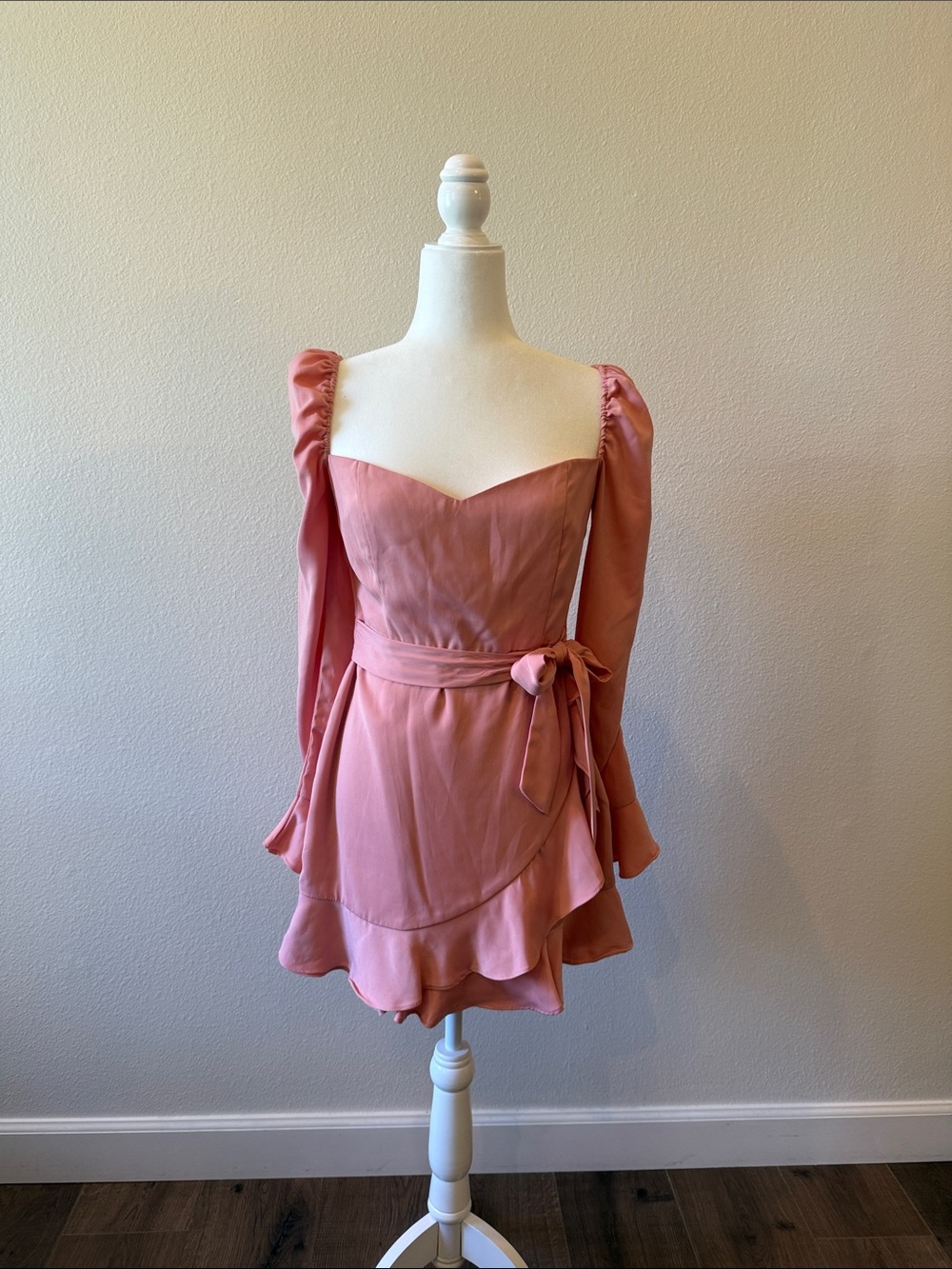 superdown Rose Pink Sweetheart Wrap Mini Dress